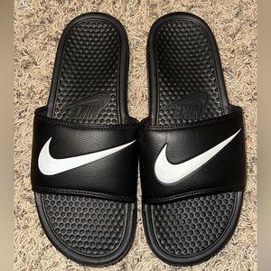 Nike slides, black, size 9